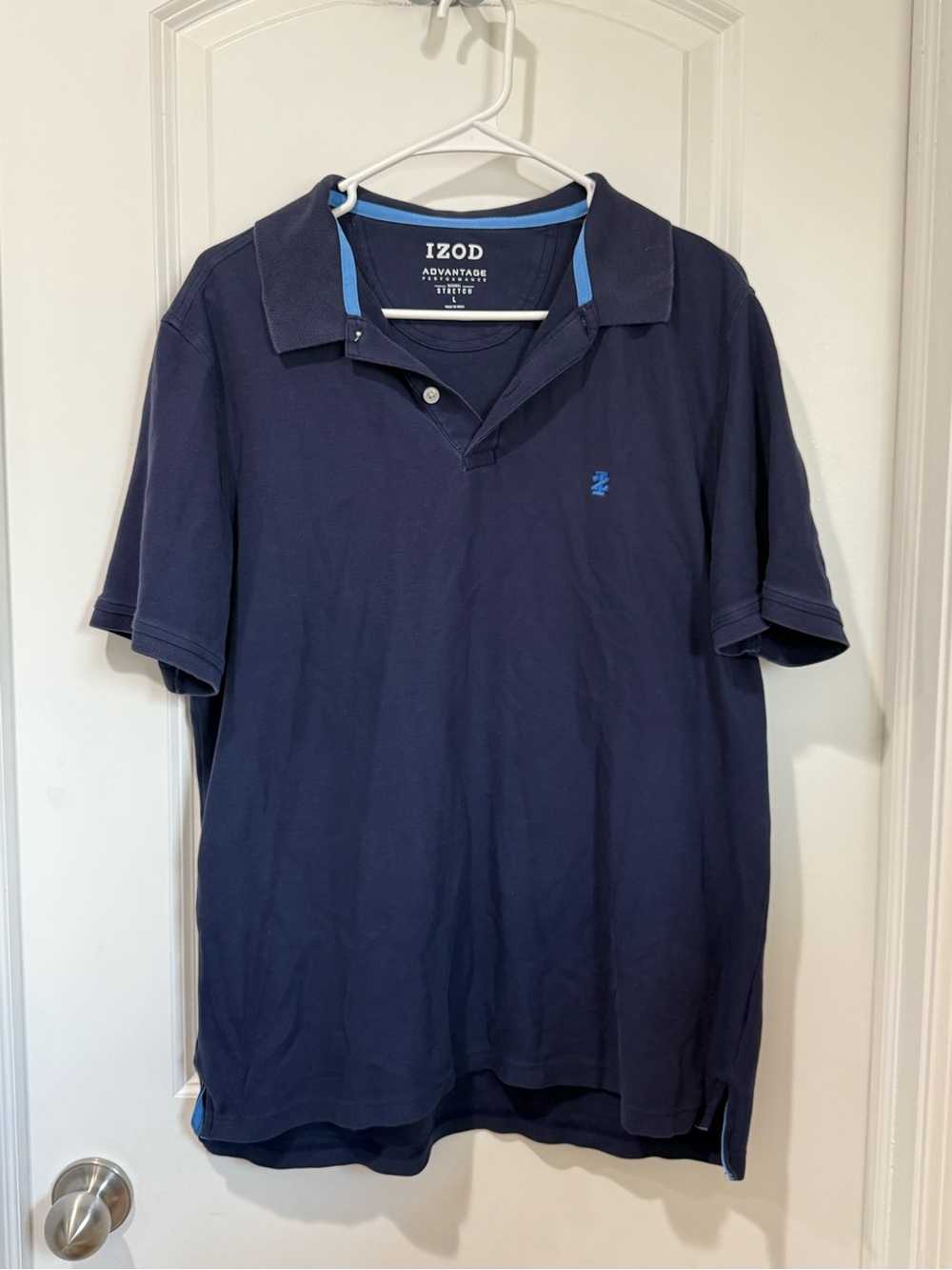 IZOD Men’s Navy Polo with Light Blue Accents